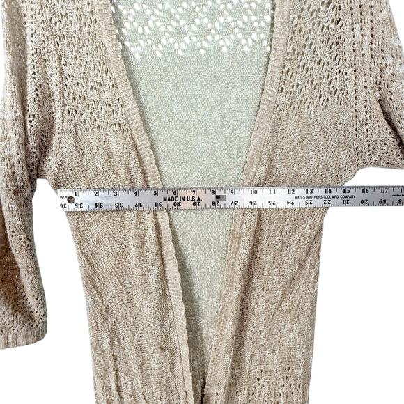 Romantic Crochet Duster Women SIZE MEDIUM Kimono Ivory Open Cardigan Vtg - Picture 7 of 14